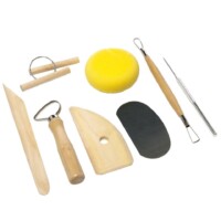 Asint 8 Piece Wood And Metal Pottery Toolkit Clay Kit Sponge-890