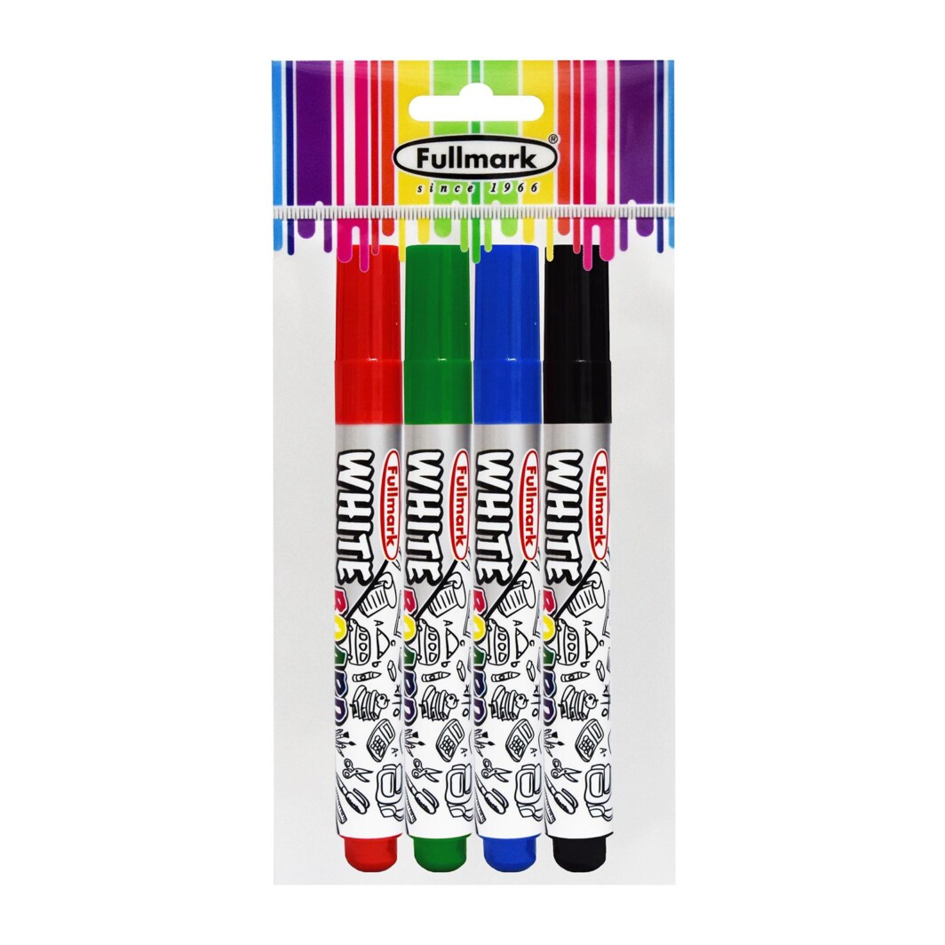 Fullmark Dry Erase Whiteboard Marker, Fine Bullet Point, Assorted, 4- Pack-2599