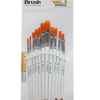 Bomega 12 Pcs Flat Tip Different sizes Nylon Hair brush set -0