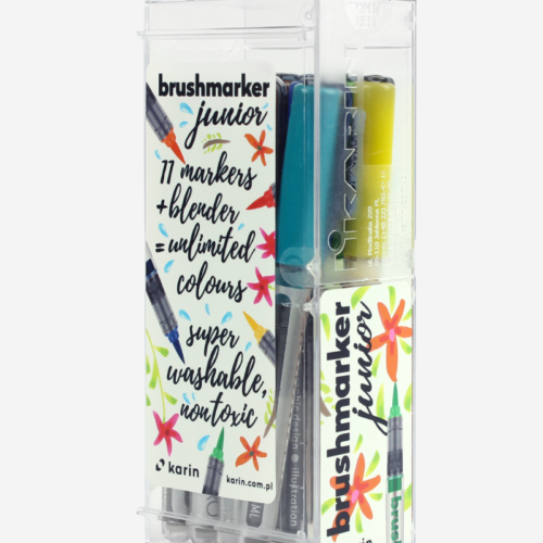 Karin Brush Marker Junior 11 Basic colors + Blender Set 27C10