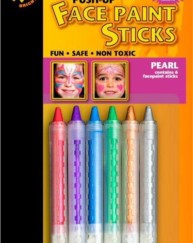 PUSH-UP FUN SAFE NON TOXIC FACE PAINT STICKS - PEARL & 6 COLORS -0