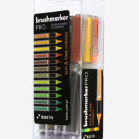Karin Brushmarker PRO 12 Sun and Tree colors Set Transparent body with Ink-Free system, 2, 4 ml liquid color. no felt-tip marker-3159