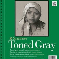 Strathmore 412-109 400 Series Toned Gray Sketch Pad, 9"x12" Wire Bound, 50 Sheets-0