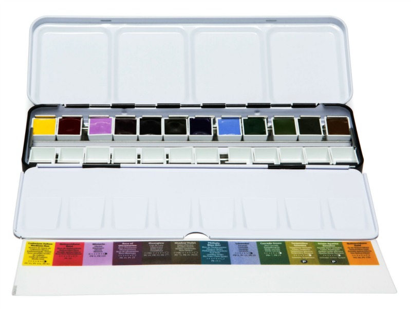 DANIEL SMITH 12 Colors of Inspiration Hand Poured Watercolor Half Pan Set in a Metal Box-5482