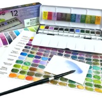 DANIEL SMITH 12 Colors of Inspiration Hand Poured Watercolor Half Pan Set in a Metal Box-5483