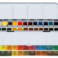 DANIEL SMITH 24 Color Hand Poured Watercolor Half Pan Set in a Metal Box-5475