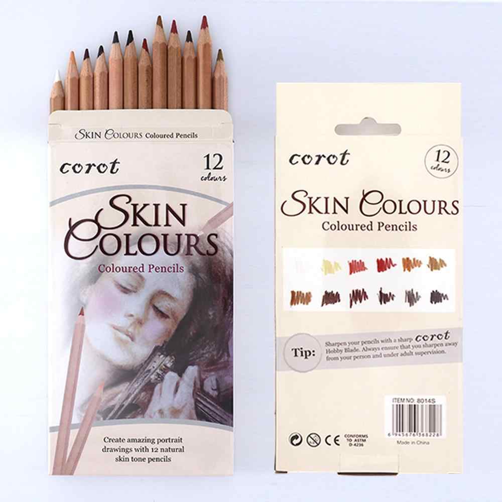 COROT 12Pcs Soft Color Pencil Set Wood Skin Color -7080