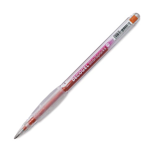Karin Deco Gel Pen1.0 StarSparks Orange The Deco Gel pen 1.0 StarSparks series feature gel pens of lightfast ink with intense glitter effect. Deco Gel Pen 1.0 feature high-quality tips that allow for the creation of smooth, dynamic lines of varying thickness depending on the pressure and speed of drawing. Works on light and dark paper and a variety of surfaces. Deco Gel 1.0 gel pen write on surfaces such as glass, foil, metal, stone and more, providing unlimited creative possibilities. Perfect for creating decorative lettering. Useful for creating shining, metallic applications in scrapbooking projects, greeting cards, gift decorations, and they work great with mixed media. Color : Orange 106 Other available options: Individual Gel pen 50 colors available, MilkyWay set 10 pc, Metallic set 20 pc, Star Sparks set 20 pc and Cosmic set 50 pc.
